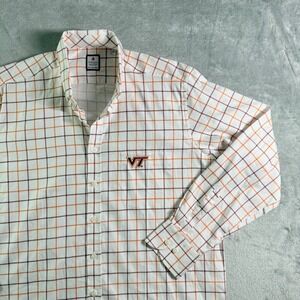 Fredrick Martin Mens Button Down Shirt VT Logo Plaid Extra Fine Cotton Size M